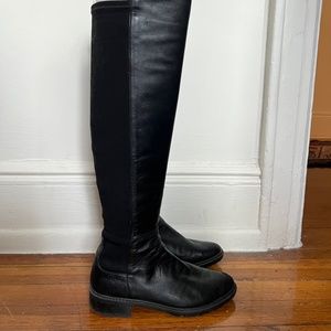 Stuart Weitzman 5050 OTK Lug Sole Black Leather Size 6M